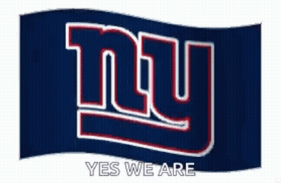 The Logo For The New York Giants Is Waving In The Wind And Says `` Yes We Are '' . GIF