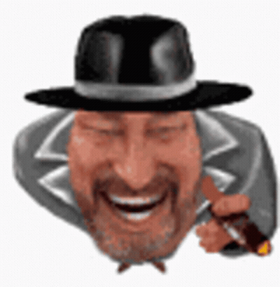 The Man Is Wearing A Hat And Smoking A Cigar . GIF