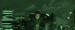 The Matrix Neo Flying Over Buildings GIF