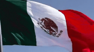 The Mexican Flag Is Waving In The Wind With A Blue Sky In The Background . GIF