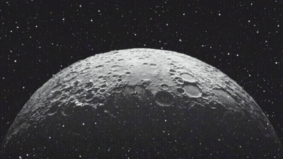 The Moon Is Surrounded By Stars In A Dark Space GIF