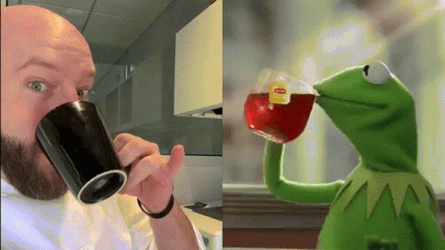 The Muppets Kermit Tea And Chef Mike Haracz GIF