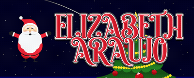 The Name Elizabeth Araujo Is On A Blue Background GIF