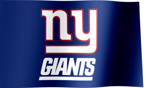 The New York Giants Logo Is On A Blue Flag GIF