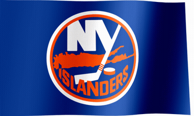 The New York Islanders Logo Is On A Blue Flag GIF