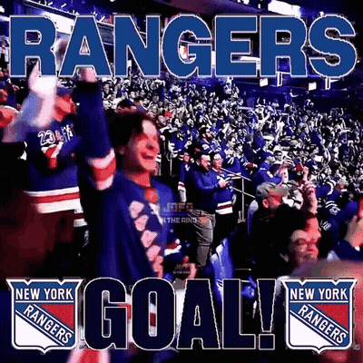 The New York Rangers Fans Are Celebrating A Goal GIF