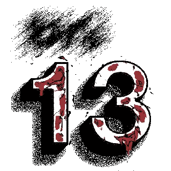 The Number 13 Is Covered In Blood And The Word Big Is On The Bottom Sticker