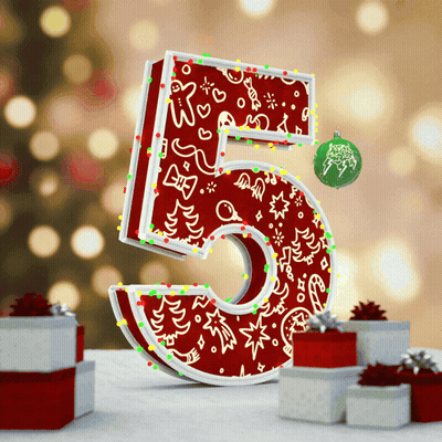 The Number 5 Is Decorated With Christmas Lights GIF