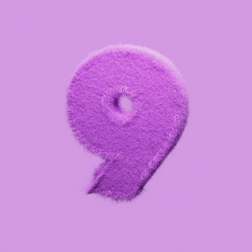 The Number 9 Is Made Of Purple Fluffy Fur GIF