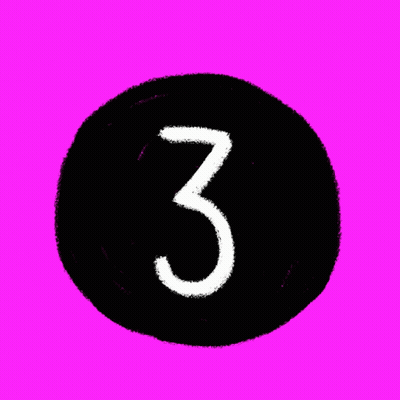 The Number Three Is Written In A Black Circle On A Purple Background GIF
