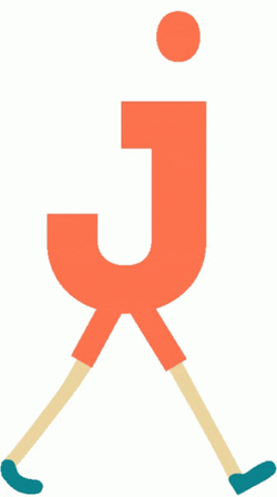 The Orange Walking Letter J GIF