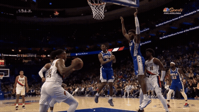 The Philadelphia 76Ers Are Playing Against The Portland Trail Blazers GIF