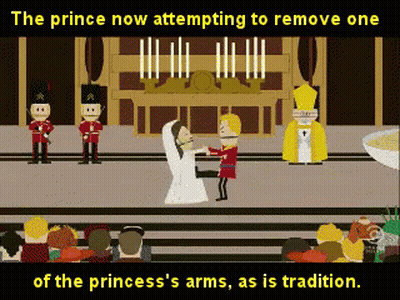 The Prince Now Attempting To Remove One Of The Princess 'S Arms, As Is Tradition GIF