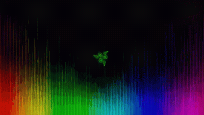 The Razer Logo Is On A Colorful Background With A Rainbow Of Colors . GIF