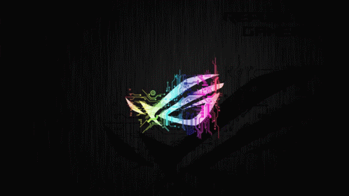 The Republic Of Gamers Logo Is Displayed On A Black Background GIF