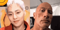 The Rock And Xiumin Doing Eyebrow Meme GIF
