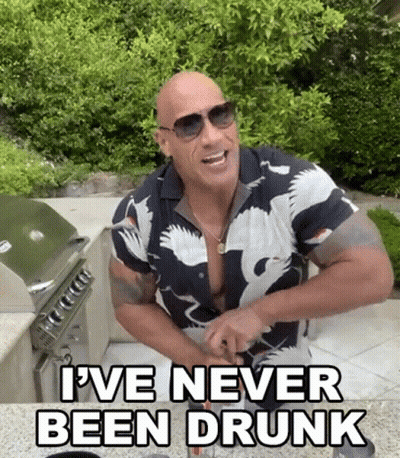 The Rock Is Wearing Sunglasses And A Shirt That Says `` I 'Ve Never Been Drunk '' GIF