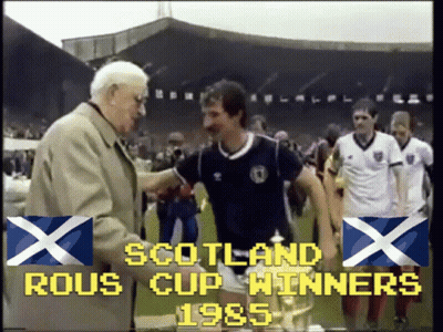 The Scotland Rous Cup Winners Of 1985 Are Being Presented With A Trophy GIF