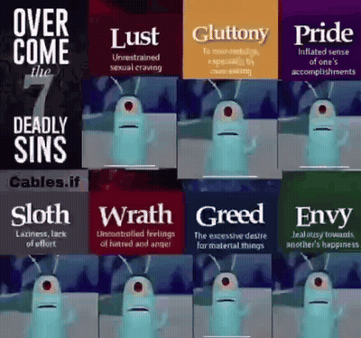 The Seven Deadly Sins Are Displayed On A Poster GIF