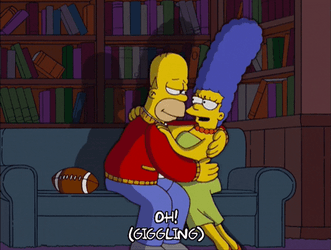 The Simpsons Couple Kissing GIF