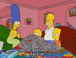 The Simpsons With Mountain Of Jigsaw Puzzle Pieces GIF
