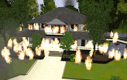 The Sims Mansion On Fire  GIF