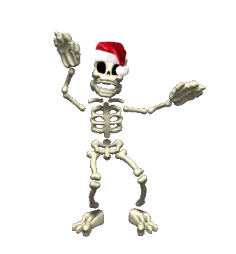 The Skeleton Is Wearing A Santa Hat And Dancing Sticker