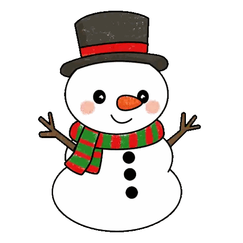 The Snowman Is Wearing A Top Hat And Scarf Sticker