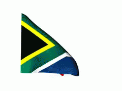 The South African Flag Is Waving In The Wind On A White Background GIF