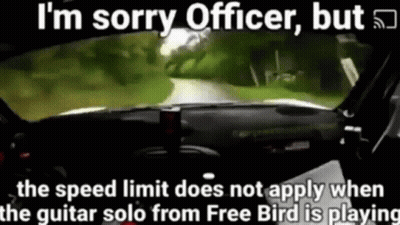 The Speed Limit Does Not Apply When The Guitar Solo From Free Bird Is Playing .. GIF