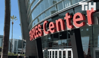The Staples Center Is A Very Large Building With Lots Of Windows GIF