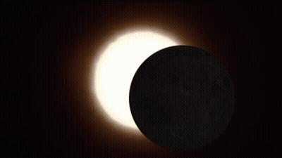 The Sun Is Partially Obscured By The Moon During A Total Eclipse GIF