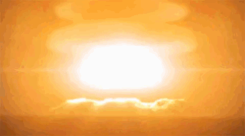 The Sun Is Shining Brightly In The Sky And There Is A Lightning Bolt In The Background . GIF