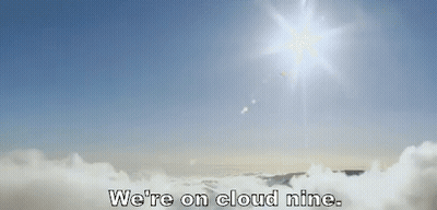 The Sun Is Shining Through The Clouds And The Words We 'Re On Cloud Nine Are Visible GIF