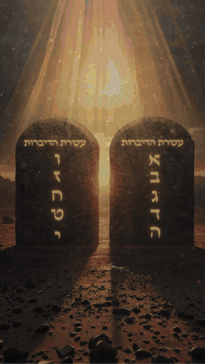 The Ten Commandments Are Written In Hebrew On A Stone GIF