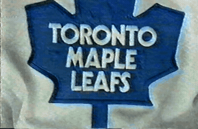 The Toronto Maple Leafs Logo Is Embroidered On A Blue Leaf GIF