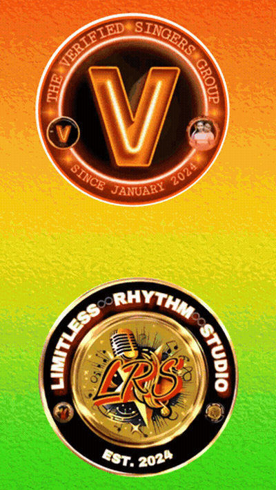 The Verified Singers Group And Limitless Rhythm Studio Logos On A Colorful Background GIF