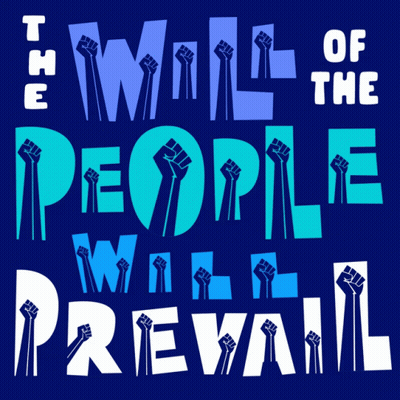 The Wall Of The People Will Prevail Poster Blue Background GIF