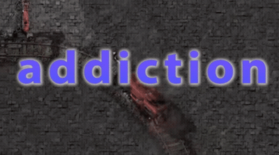 The Word Addiction Is Displayed On A Dark Background GIF