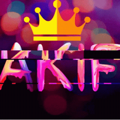 The Word Akif Is Displayed With A Yellow Crown On Top GIF