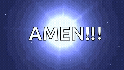 The Word Amen Is On A Blue Background With A White Star In The Background GIF