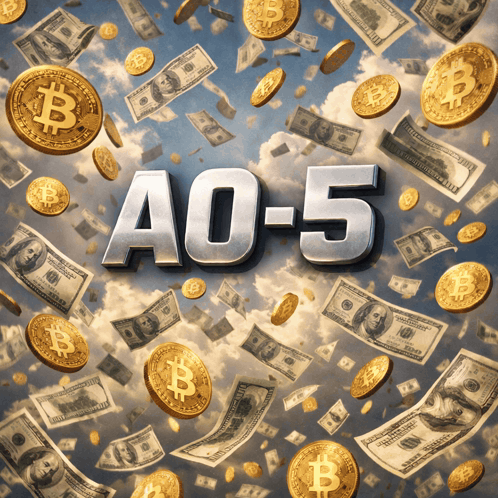 the word ao-5 is surrounded by coins and bills