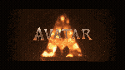 The Word Avatar Is Surrounded By Flames On A Dark Background GIF