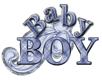 The Word Baby Boy Is Written In Blue And Silver GIF