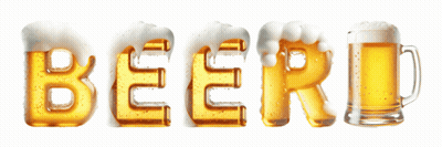 The Word Beer Is Written In The Shape Of A Beer Mug GIF