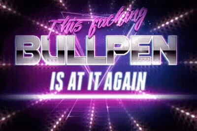 The Word Bullpen Is At It Again On A Purple Background GIF
