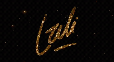 The Word Cali Is Written In Golden Glitter On A Black Background . GIF