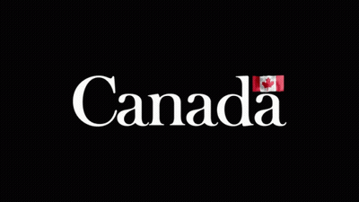 The Word Canada Is On A Black Background With A Canadian Flag GIF