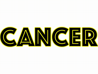 The Word Cancer Is On A White Background With A Yellow Circle GIF