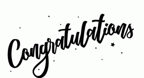 The Word Congratulations Is On A White Background With Stars GIF